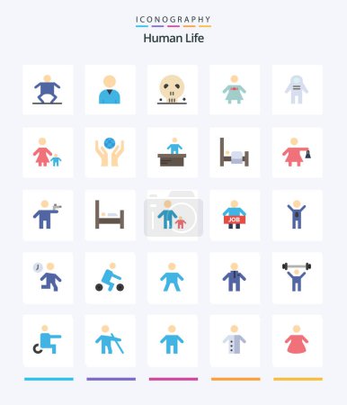Ilustración de Creative Human 25 Pack icono plano, como la familia. viajero espacial. Calavera. Gente. astronauta - Imagen libre de derechos