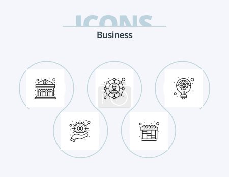 Ilustración de Línea de negocio Icon Pack 5 Icon Design. negocios. Tarjeta de identificación. logro. Identificación. negocios - Imagen libre de derechos