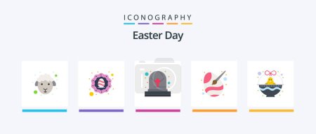 Téléchargez les illustrations : Easter Flat 5 Icon Pack Including cart. paint. cemetery. egg. color. Creative Icons Design - en licence libre de droit