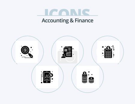 Illustration for Accounting And Finance Glyph Icon Pack 5 Icon Design. accounts plan. presentation. investment. businessman. tax monitoring - Royalty Free Image