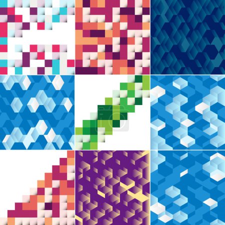 Illustration for Abstract colorful square background pack of 18 - Royalty Free Image