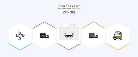 Ilustración de Vehículos 25 FilledLine paquete de iconos incluyendo plus. coche. transporte. Añadir. transporte - Imagen libre de derechos