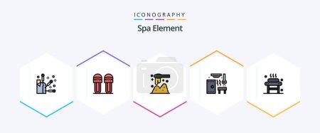 Illustration for Spa Element 25 FilledLine icon pack including relaxation. bed. scoop. spa. relax - Royalty Free Image