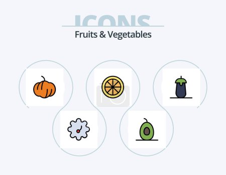 Illustration for Fruits and Vegetables Line Filled Icon Pack 5 Icon Design. . . peppers. vegetable. food - Royalty Free Image
