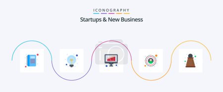 Illustration for Startups And New Business Flat 5 Icon Pack Including . strategy. business. path. target - Royalty Free Image