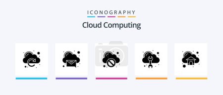 Téléchargez les illustrations : Cloud Computing Glyph 5 Icon Pack Including cloud. tool. block. repair. cloud. Creative Icons Design - en licence libre de droit