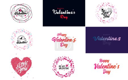 Téléchargez les illustrations : Happy Valentine's Day hand lettering calligraphy text and heart. isolated on white background vector illustration - en licence libre de droit