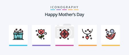 Téléchargez les illustrations : Happy Mothers Day Line rempli pack de 5 icônes y compris. ruban de boîte. amour. cadeau. désert. Icônes créatives Design - en licence libre de droit