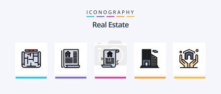 Ilustración de Línea de bienes raíces llenó paquete de 5 iconos incluyendo. patrimonio. documento. bienes raíces. Diseño de iconos creativos - Imagen libre de derechos