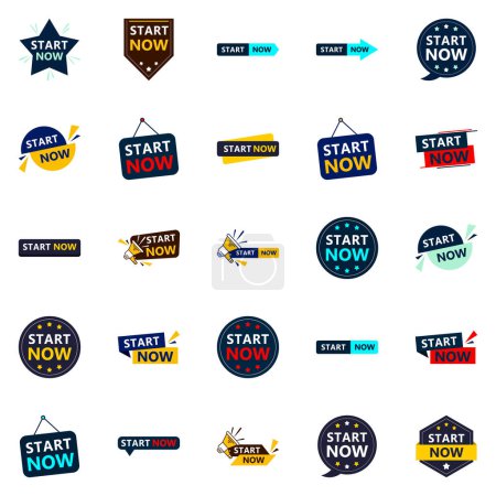 Téléchargez les illustrations : 25 Versatile Typographic Banners for promoting starting across media - en licence libre de droit