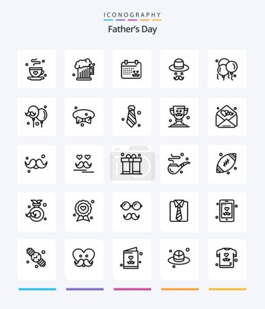 Ilustración de Creative Fathers Day 25 OutLine icon pack  Such As dad. fathers. calender. day. avatar - Imagen libre de derechos