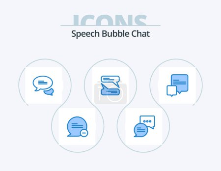 Illustration for Chat Blue Icon Pack 5 Icon Design. . messaging. messages - Royalty Free Image