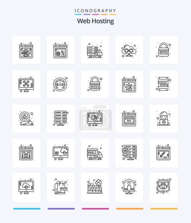 Illustration for Creative Web Hosting 25 OutLine icon pack  Such As internet. domain. internet. web. browser - Royalty Free Image