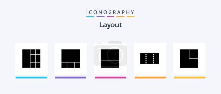 Ilustración de Layout Glyph 5 Icon Pack Including . view.. Creative Icons Design - Imagen libre de derechos