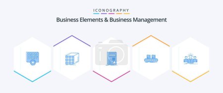 Illustration for Business Elements And Business Managment 25 Blue icon pack including conveyor. belt. dimensional. statistics. finance - Royalty Free Image