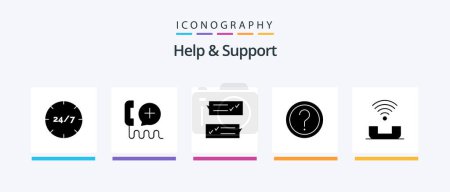 Téléchargez les illustrations : Help And Support Glyph 5 Icon Pack Including help. customer. interface. support. help. Creative Icons Design - en licence libre de droit
