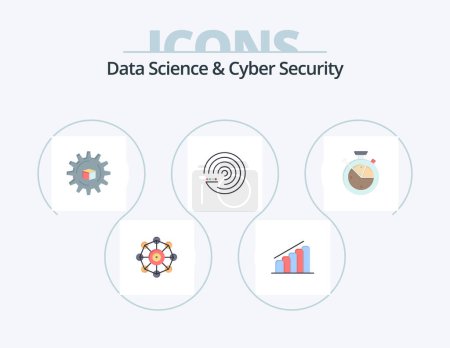 Illustration for Data Science And Cyber Security Flat Icon Pack 5 Icon Design. time. scince. atoumated. forecasting model. forecasting - Royalty Free Image