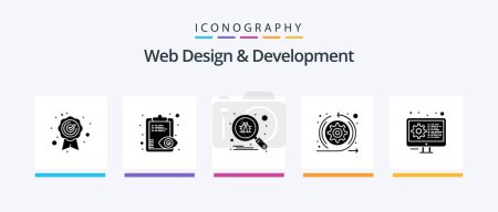 Ilustración de Diseño Web y Desarrollo Glyph 5 Icon Pack Incluye equipo. codificación. escanear. sprint. flechas. Diseño de iconos creativos - Imagen libre de derechos