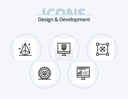 Ilustración de Línea de Diseño y Desarrollo Icon Pack 5 Icon Design. web. línea. Programación. diseño. globo - Imagen libre de derechos
