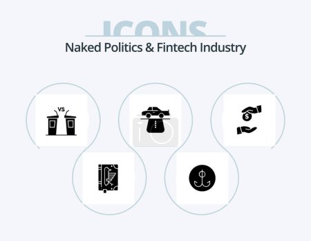 Ilustración de Naked Politics And Fintech Industry Glyph Icon Pack 5 Icon Design. carpet. authority. sport. advantage. politician - Imagen libre de derechos