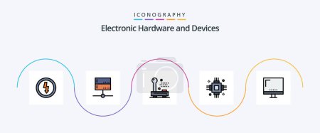 Illustration for Devices Line Filled Flat 5 Icon Pack Including electronic. devices. signal. chip. equipment - Royalty Free Image