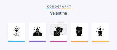 Ilustración de Valentine Glyph 5 Icon Pack Incluyendo el amor. Amor. Arco. Un día. Valentín. Diseño de iconos creativos - Imagen libre de derechos
