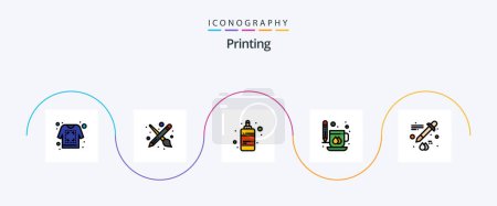 Illustration for Printing Line Filled Flat 5 Icon Pack Including color. mug. bottle. drink. coffee - Royalty Free Image