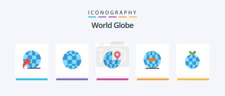 Ilustración de Paquete de iconos Globe Flat 5 incluido. globo. pin. ecología. internet. Diseño de iconos creativos - Imagen libre de derechos