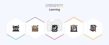 Illustration for Learning 25 FilledLine icon pack including diploma. success. creative. learning. learning - Royalty Free Image