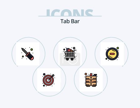 Téléchargez les illustrations : Tab Bar Line Filled Icon Pack 5 Icon Design. . . king. table. draw - en licence libre de droit