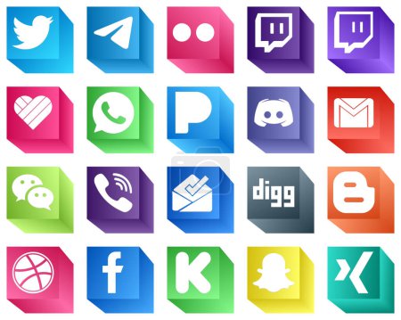 Illustration for 3D Social Media Icons for Websites 20 Icons Pack such as mail. gmail. likee and message icons. High-resolution and editable - Royalty Free Image