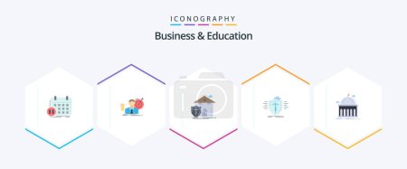Illustration for Business And Education 25 Flat icon pack including medical. insurance. achieve. protection. house - Royalty Free Image