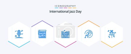 Illustration for International Jazz Day 25 Blue icon pack including . music. music. drum. music - Royalty Free Image