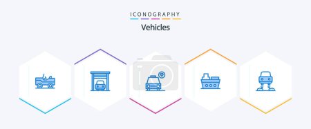 Illustration for Vehicles 25 Blue icon pack including . future. heart. flying. vehicles - Royalty Free Image