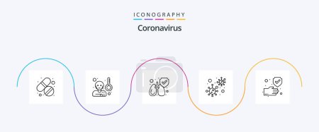 Illustration for Coronavirus Line 5 Icon Pack Including protection. clean. protect. covid infection. bacteria - Royalty Free Image
