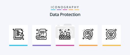 Illustration for Data Protection Line 5 Icon Pack Including hacker. wifi. security. security. security. Creative Icons Design - Royalty Free Image
