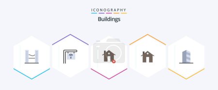 Illustration for Buildings 25 Flat icon pack including buildings. buildings. cancel. building. address - Royalty Free Image