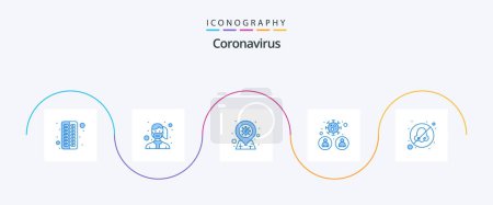 Ilustración de Coronavirus Blue 5 Icon Pack Incluyendo la respiración. usuario. Usar. Gente. gripe - Imagen libre de derechos