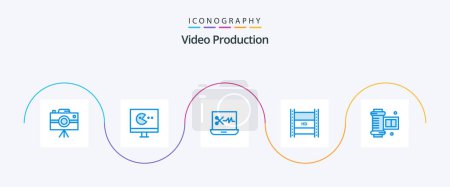Ilustración de Producción de vídeo Blue 5 Icon Pack Incluye vídeo de alta definición. hd en el cine. película hd. - Imagen libre de derechos