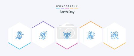 Illustration for Earth Day 25 Blue icon pack including care. plant. calendar. growing. green - Royalty Free Image