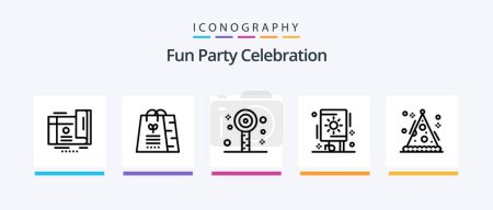 Téléchargez les illustrations : Party Line 5 Icon Pack Including music. audio. cream. party. date. Creative Icons Design - en licence libre de droit