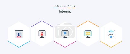 Illustration for Internet 25 Flat icon pack including connect. link. computer. internet. domain - Royalty Free Image