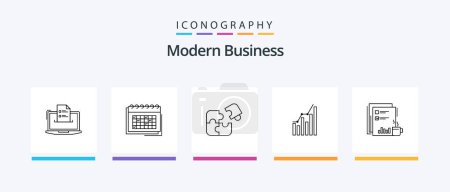 Ilustración de Modern Business Line 5 Icon Pack Including diagram. analytics. business. graph. personal. Creative Icons Design - Imagen libre de derechos