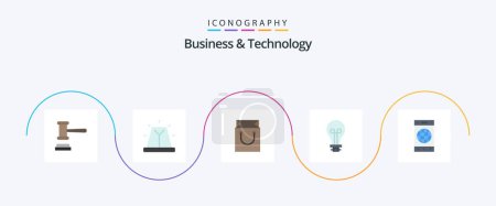 Ilustración de Paquete de iconos plano 5 de negocios y tecnología, incluida la celda. Luz. Bolsa. innovación. bombilla - Imagen libre de derechos