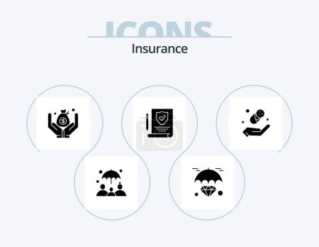 Ilustración de Insurance Glyph Icon Pack 5 Icon Design. . protection. money. insurance. policy - Imagen libre de derechos