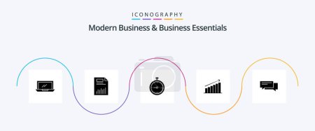 Téléchargez les illustrations : Modern Business And Business Essentials Glyph 5 Icon Pack Including timer. quick. finance. fast. stopwatch - en licence libre de droit
