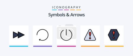 Ilustración de Símbolos y líneas de flechas rellenas paquete de 5 iconos incluyendo. Listo. flecha. Diseño de iconos creativos - Imagen libre de derechos