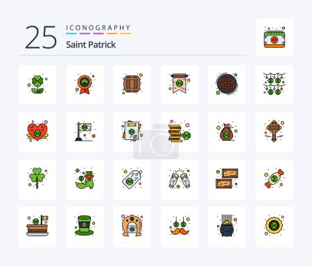Illustration for Saint Patrick 25 Line Filled icon pack including irish. celtic knot. alcohol. greeting card. card - Royalty Free Image