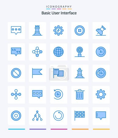 Ilustración de Creative Basic 25 Paquete de iconos azules, como la jerarquía. Mensaje. proceso. Burbuja. marcador - Imagen libre de derechos
