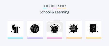 Ilustración de Paquete de iconos de School And Learning Glyph 5, incluido el aprendizaje. educación. educación. Libro. Ajuste. Diseño de iconos creativos - Imagen libre de derechos